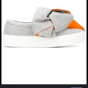 Joshua Sanders 'Bicolor oversize bow jersey skate slip-ons Rare Color